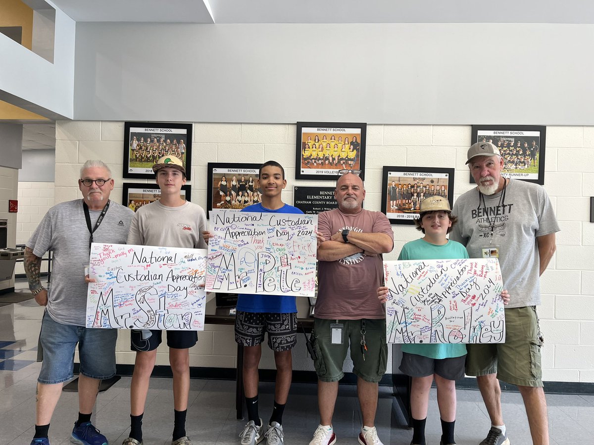 Carla Neal (@drcarlaneal) on Twitter photo We appreciate our custodians!! Thank you Rodney, Stan, and Pete!! #CCSshine #ONEchatham 🐾🌟🐾 <a href="/bennettelemccs/">Bennett School</a> <a href="/NissaWells/">Nissa Bennett Wells</a> We appreciate our custodians!! Thank you Rodney, Stan, and Pete!! #CCSshine #ONEchatham 🐾🌟🐾 <a href="/bennettelemccs/">Bennett School</a> <a href="/NissaWells/">Nissa Bennett Wells</a>