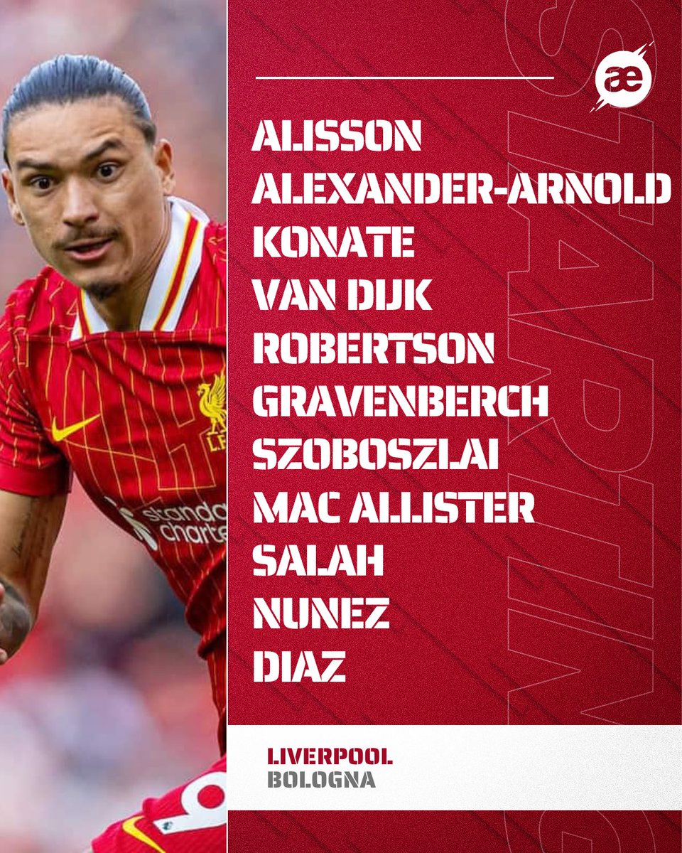 AnfieldEdition's tweet photo. Your @LFC starting XI to face @Bolognafc1909 in the @ChampionsLeague tonight 🔴 https://t.co/v2vmXvKniZ
