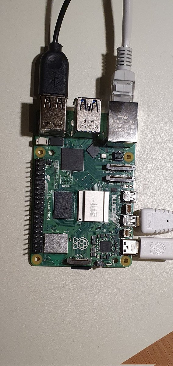 MikeM700's tweet image. Got new Raspberry Pi 5 boards to fiddle around for some projects. 🤓🤖💻🛠

First one successfully setup. Gotta install the cooler next. Cases and NVMe SSD will follow later.
#raspberrypi #k8s #singleboardcomputer #developer