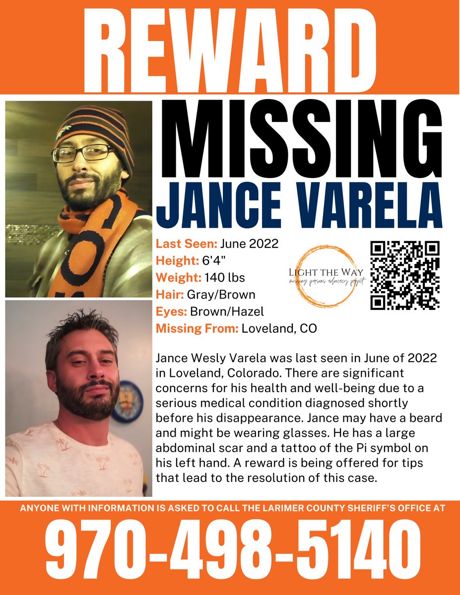 It’s #MissingPosterMonday and we need your help sharing #JanceVarela’s flyer to help spread awareness! #Colorado #MondayMotivation #Missing #MissingPerson #Unresolved #Reward