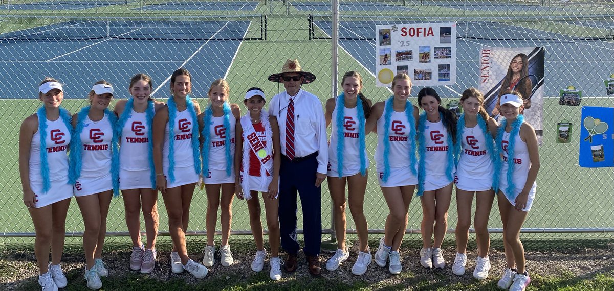 What a great day! We got to celebrate our senior, Sofia!🎾👏🎉..and picked up another conference victory! Cougars 9, Butler 0 <a href="/CCHSCougarNews/">Charlotte Catholic</a> Super grateful to SM for sharing their courts with us! Huge thanks to all who made this day FUN❤️Special thanks to our special fans today!