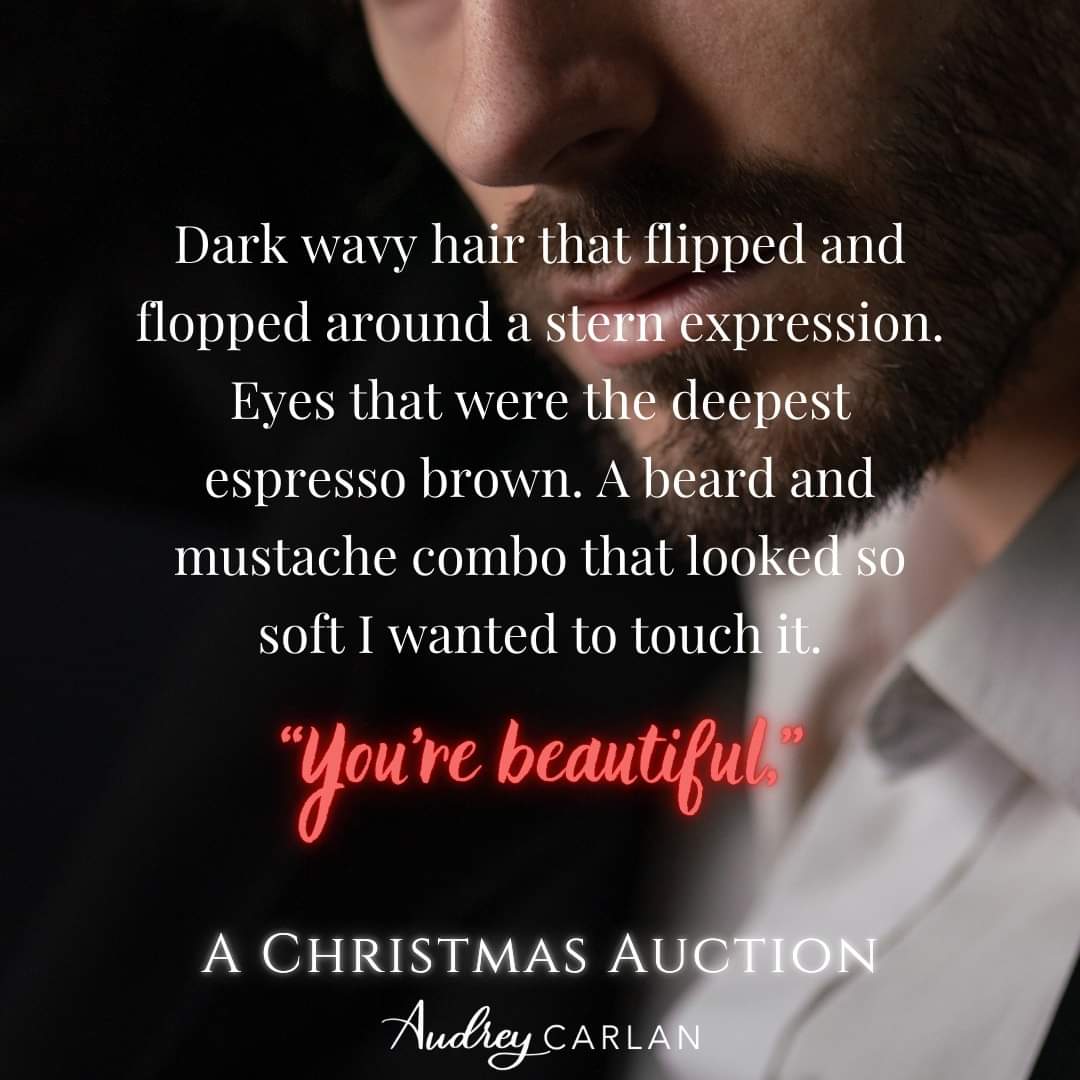 Dark wavy hair that flipped and flopped around a stern expression. Eyes that were the deepest espresso brown. A beard and mustache combo that looked so soft I wanted to touch it.
"You're beautiful."

Pre-order here: linktr.ee/audreycarlan 

#audreycarlan #audreycarlanbooks #TMA2