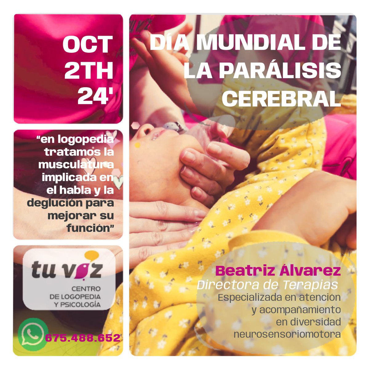 centrotuvoz's tweet photo. #diamundialparalisiscerebral #diamundialpc #cerebralpalsyawareness #cerebralpalsy #slp #speechtherapy  #psycology #centrotuvoz #centrodeprácticas #logopedia #psicologia #paralisiscerebral https://t.co/FUSZG8CBNu