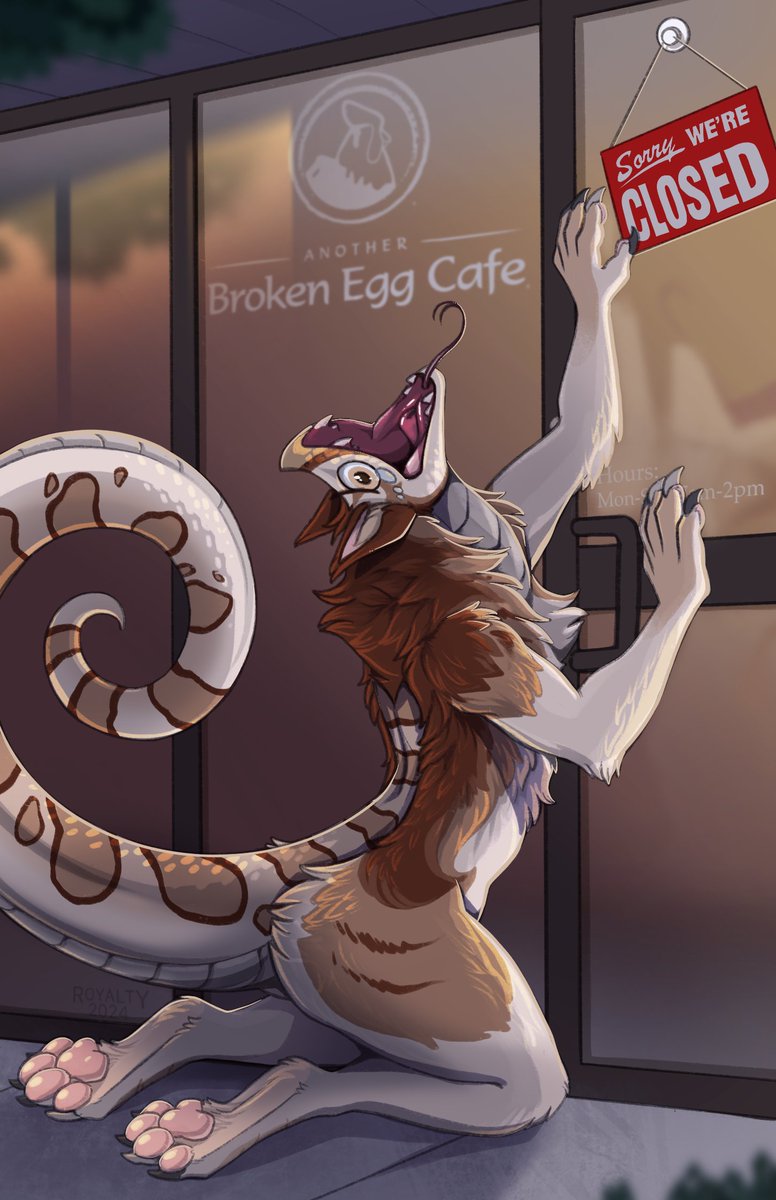 TheRoyalGryphon's tweet photo. Another Broken Egg? Another broken heart.

For Inq! 
Robin the Snusky didn't make it in time, the Cafe just closed D: https://t.co/pGLCT7FtVZ