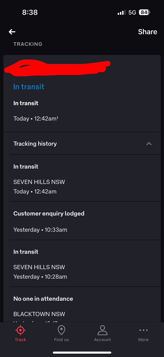 shadowhunter62's tweet photo. @australiapost I would like to know where my delivery is as I was home when the so called attempt was home and it’s been a day and still not pick up location. https://t.co/bhg58x0f7G