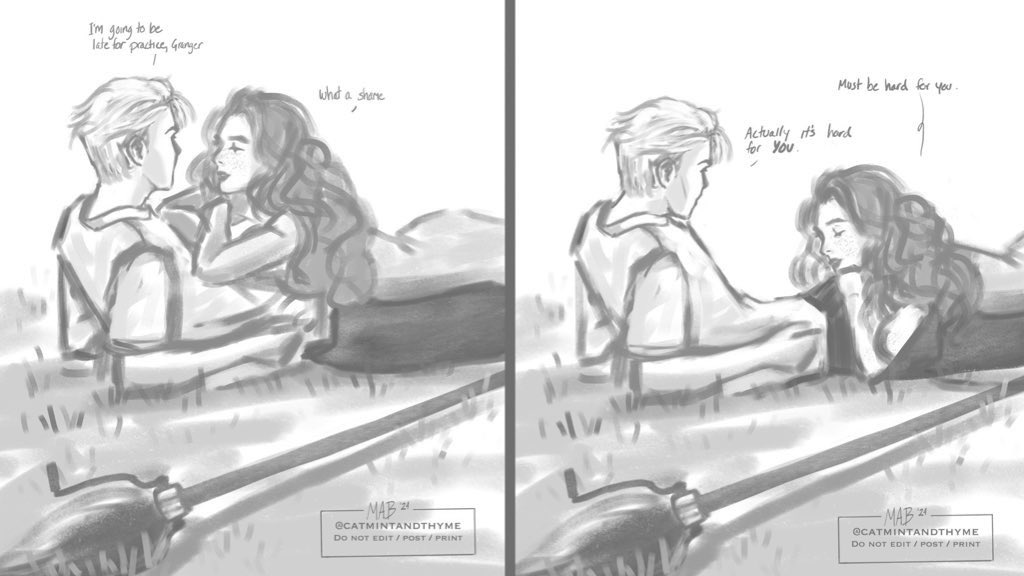 catmintandthyme's tweet photo. Dramione 8th yr/secret relationship/ nsfw 

I couldn’t help myself and added more panels 🥰 

It’s also up on my ao3, under Mab’s Art. I’ll add the link to the thread, and I’ll put additional comics in the series up there as well, so you can subscribe if you want email notif

1/2 https://t.co/EIVeLr5ruZ