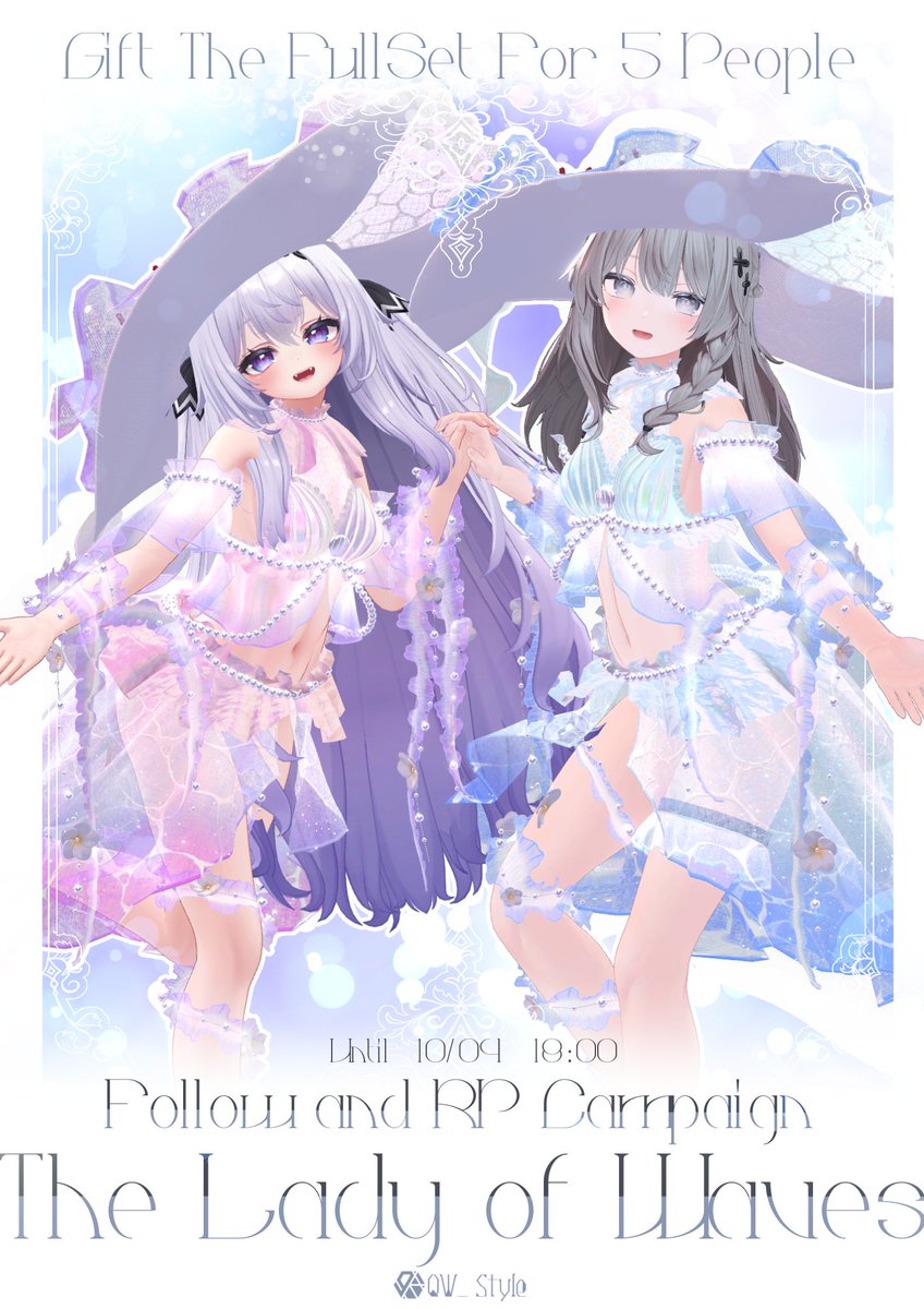 9u1n0ne_QW's tweet photo. - ̗̀✨新作告知プレゼント企画🐚⋆*

10月4日(土)18時販売開始予定の新作(リメイク）衣装『The Lady of Waves』を販売開始時刻までにフォロー&RPで抽選で5名様にフルパックをギフトさせていただきます❣ 

すでにご購入済の方は無料でアップデートを受け取ることができますのでご安心ください❣ 

ふわっふわでキラッキラの水着です🪼💖

対応アバター（1６素体）👇
Lunalitt Leefa 
Mizuki Rurune
 Hakka
 Tsuyu
 Velle
 Manuka 
EFBody（Binah）
 Shinano 
MameFrends（Mamehinata）
 Shinra
 Airi
 Sio
 Sophina
 Maya
 Dami
 ALCiel