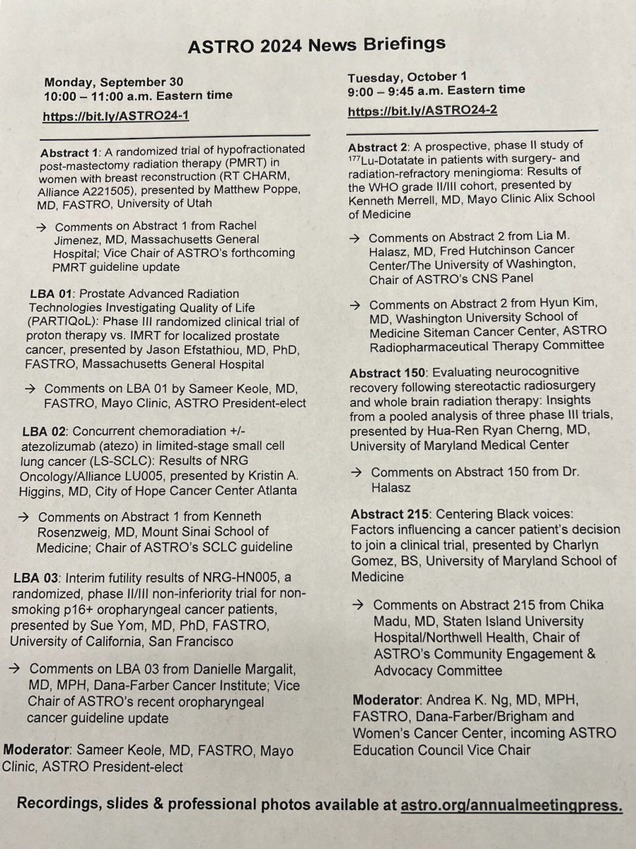 Grateful to have the opportunity to continue to advocate for patients at ASTRO 2024 press briefing. 
#ASTRO24 #Advocacy