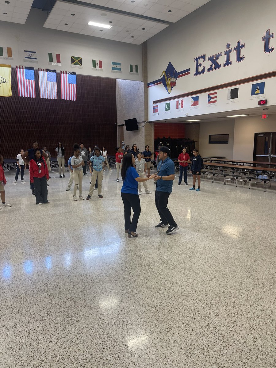 poullard_colina's tweet photo. Just one more reason why I LOVE THIS PLACE! Students are getting experience and exposure to so many things! Today- Bachata dance lessons! Thanks @CoachBravo_ and @ms_ltrejo- y’all are the best. Gooooo @OlleMightyOwls https://t.co/hMFsiR4Xgb