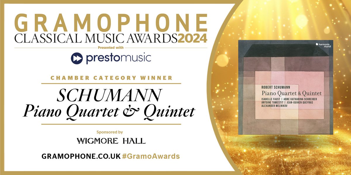 Gramophone (@gramophonemag) on Twitter photo Our 2024 Chamber Award, sponsored by <a href="/wigmore_hall/">Wigmore Hall</a>, goes to <a href="/harmoniamundi/">harmonia mundi</a>’s recording of Schumann’s Piano Quartet & Quintet, from Isabelle Faust, Anne Katharina Schreiber, <a href="/AntoineTamestit/">Antoine Tamestit</a>, <a href="/queyrasjg/">Jean-Guihen Queyras</a> and Alexander Melnikov #GramoAwards gramophone.co.uk/awards Our 2024 Chamber Award, sponsored by <a href="/wigmore_hall/">Wigmore Hall</a>, goes to <a href="/harmoniamundi/">harmonia mundi</a>’s recording of Schumann’s Piano Quartet & Quintet, from Isabelle Faust, Anne Katharina Schreiber, <a href="/AntoineTamestit/">Antoine Tamestit</a>, <a href="/queyrasjg/">Jean-Guihen Queyras</a> and Alexander Melnikov #GramoAwards gramophone.co.uk/awards