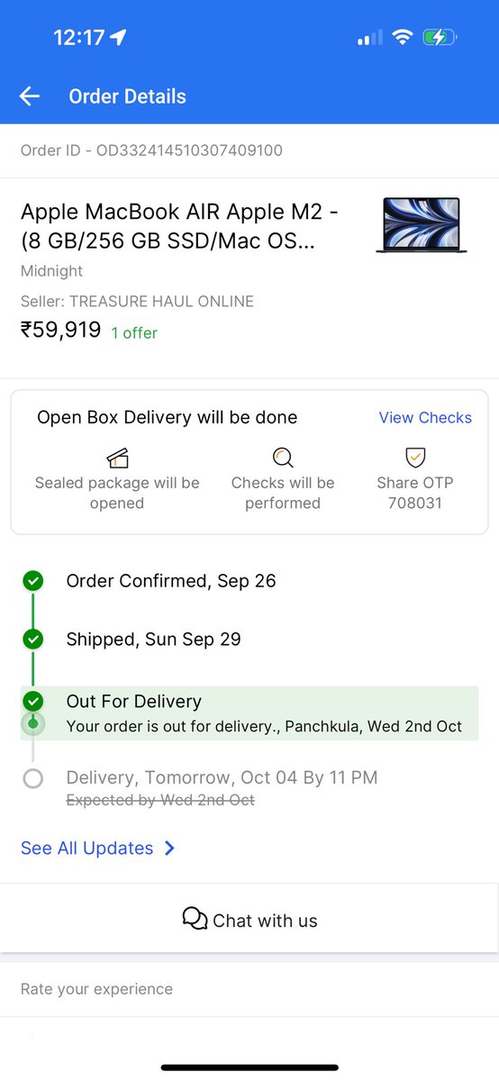 KAMAL91971084's tweet photo. @flipkartsupport @Flipkart 
Why my order was not delivered today, even though it said out for delivery and the delivery partner had my order with him but he still didn’t deliver. Tried calling the delivery guy but he is not picking the call l. https://t.co/RHJFGjavi5