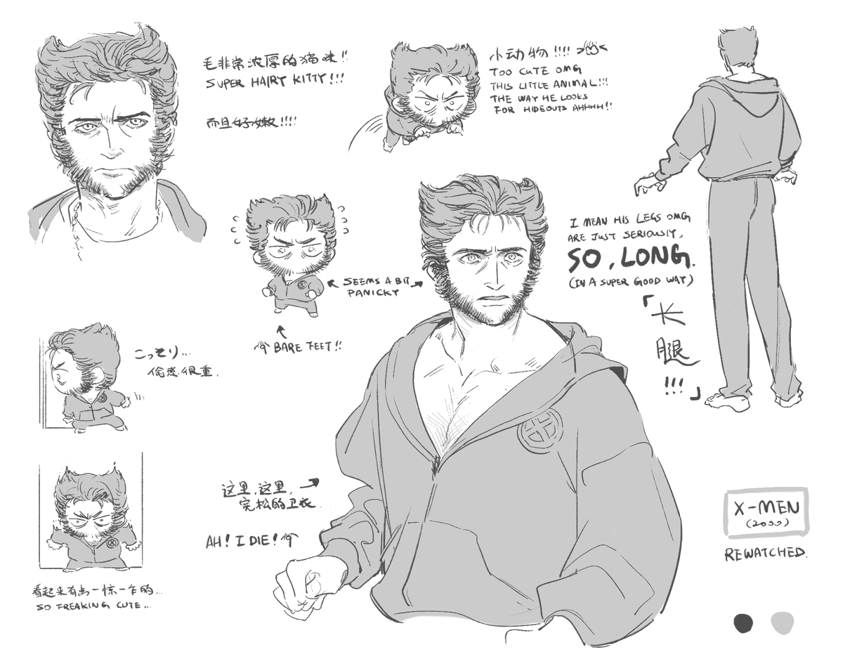 perooooo240806's tweet photo. 总之先画点儿重看 #xmen  (2000)对 #Wolverine  的观后感（？） https://t.co/j3FbHYhAmv