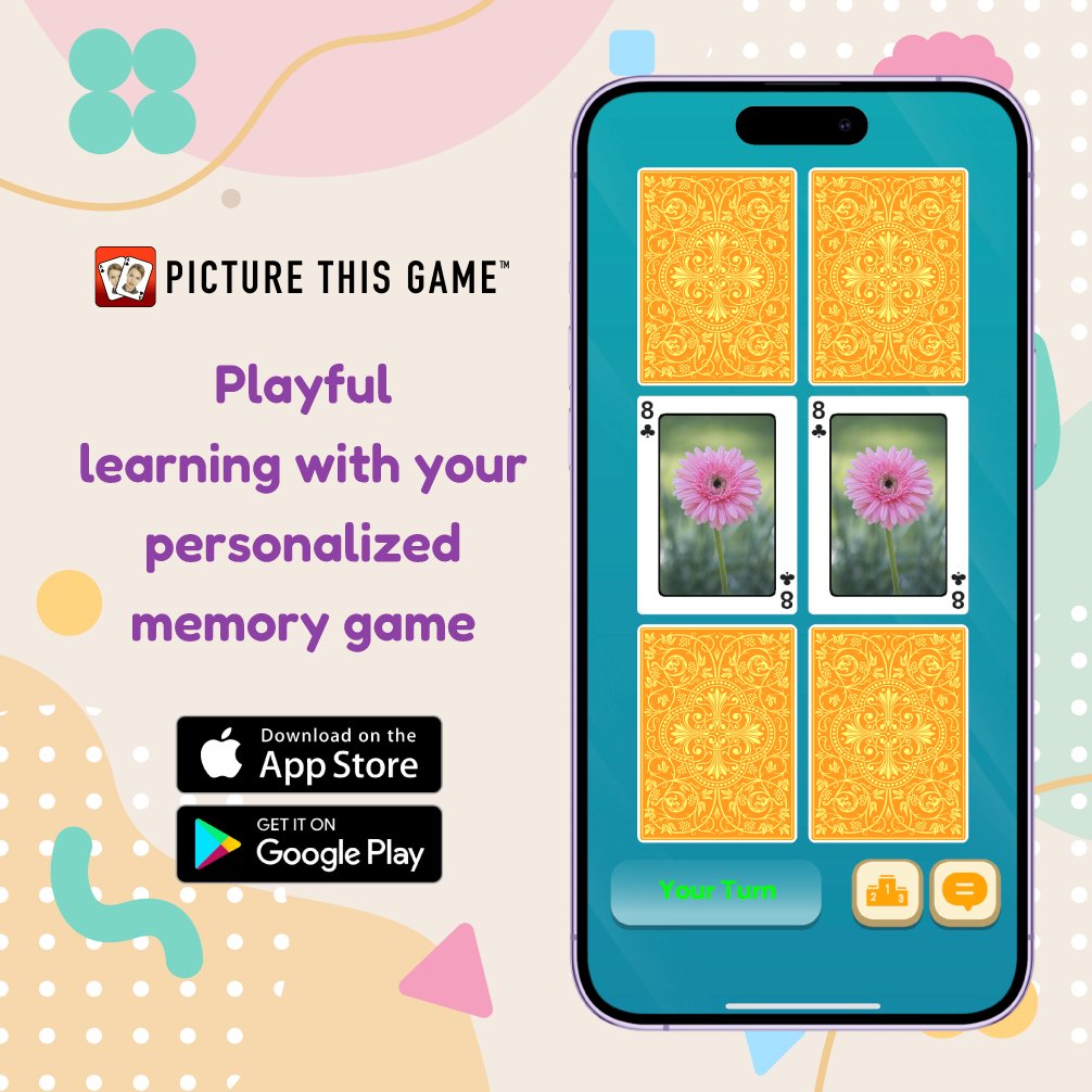 PictureThisGame's tweet photo. Picture This Game lets you create a personalized memory game using your photos of everyday objects like flowers, toys, or anything around you.  Help your child sharpen their memory while exploring the world together. https://t.co/RC7ODRWdxD
#mobilegame #LearningEveryday https://t.co/5RbPSe70Nw