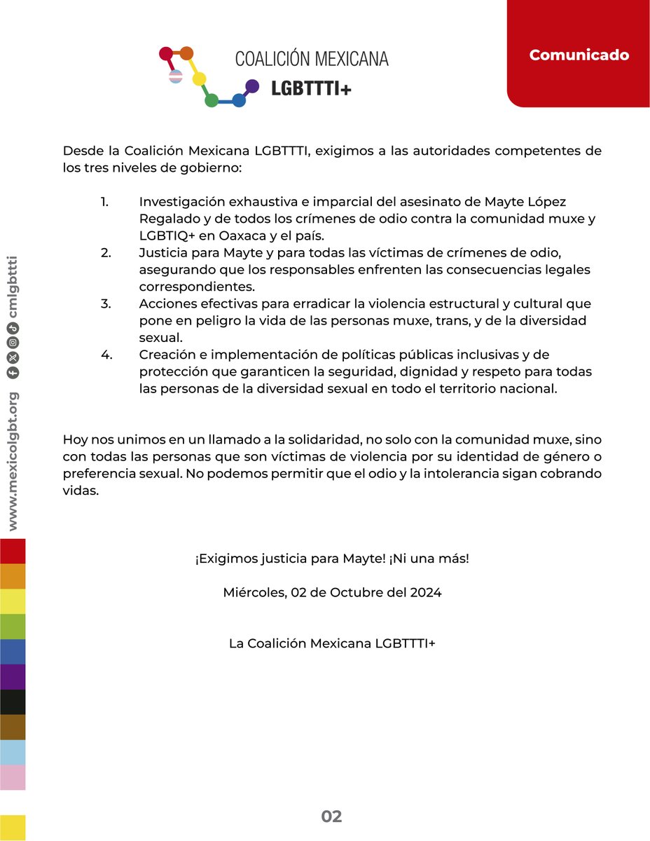 Coalición Mexicana LGBTTTI+ tweet media