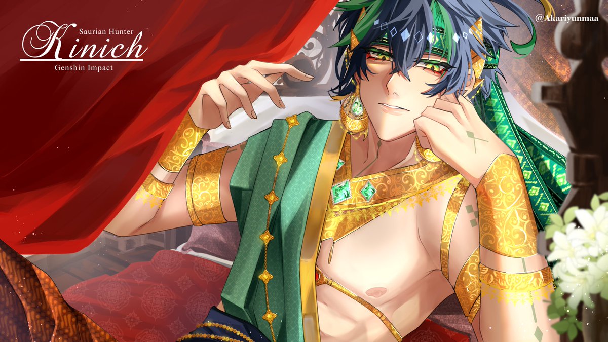 akariyunmaa's tweet photo. Kinich🌿, [Nusantara kingdom outfit references]
#Kinich #GenshinImpact #Genshinfanart #Ajaw https://t.co/LRb7yGQ6OA
