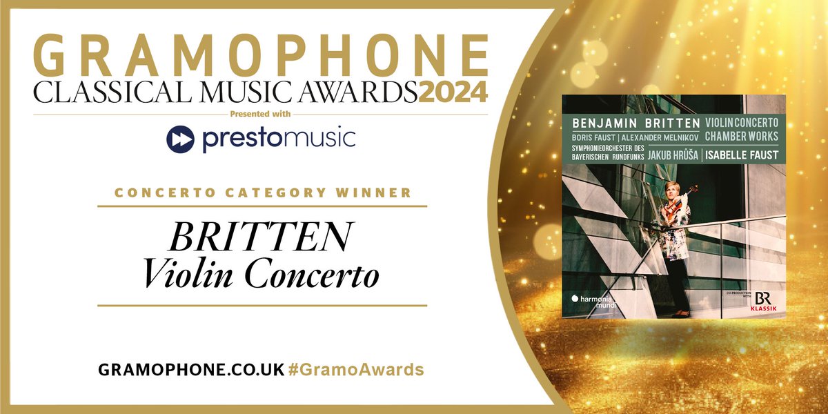 Gramophone (@gramophonemag) on Twitter photo The winner of this year's Concerto Award is Britten’s Violin Concerto and chamber works, performed by Isabelle Faust, the Bavarian Radio Symphony Orchestra and conductor Jakub Hrůša, on Harmonia Mundi @BRSO <a href="/HrusaJakub/">Jakub Hrůša</a> <a href="/harmoniamundi/">harmonia mundi</a> #GramoAwards gramophone.co.uk/awards The winner of this year's Concerto Award is Britten’s Violin Concerto and chamber works, performed by Isabelle Faust, the Bavarian Radio Symphony Orchestra and conductor Jakub Hrůša, on Harmonia Mundi @BRSO <a href="/HrusaJakub/">Jakub Hrůša</a> <a href="/harmoniamundi/">harmonia mundi</a> #GramoAwards gramophone.co.uk/awards