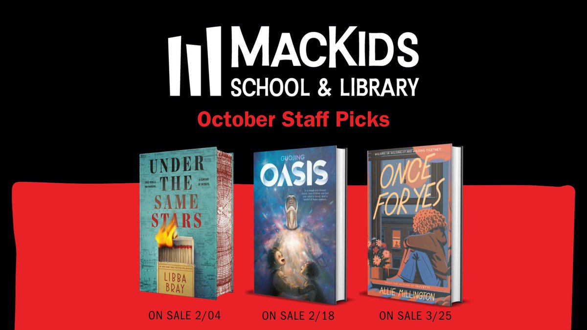 Macmillan Children's School & Library π (@mackidssl) on Twitter photo Our October '24 #MacKidsStaffPicks are in! Tap the link to take a sneak peek at our reviews of these incredible books:
UNDER THE SAME STARS by <a href="/libbabray/">Libba Bray</a>
OASIS by <a href="/guojingart/">Guojing</a>
ONCE FOR YES by <a href="/booksamilington/">Allie Millington</a>
bit.ly/3zJ8G8O Our October '24 #MacKidsStaffPicks are in! Tap the link to take a sneak peek at our reviews of these incredible books:
UNDER THE SAME STARS by <a href="/libbabray/">Libba Bray</a>
OASIS by <a href="/guojingart/">Guojing</a>
ONCE FOR YES by <a href="/booksamilington/">Allie Millington</a>
bit.ly/3zJ8G8O
