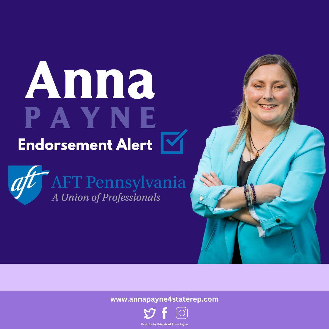 I am running for this seat to fight for the issues that matter most to our communities and that includes fully funding public education and being a strong advocate for our teachers, students, and families. 

Thank you <a href="/AFTPA/">AFT Pennsylvania</a> for endorsing my candidacy for State Representative.