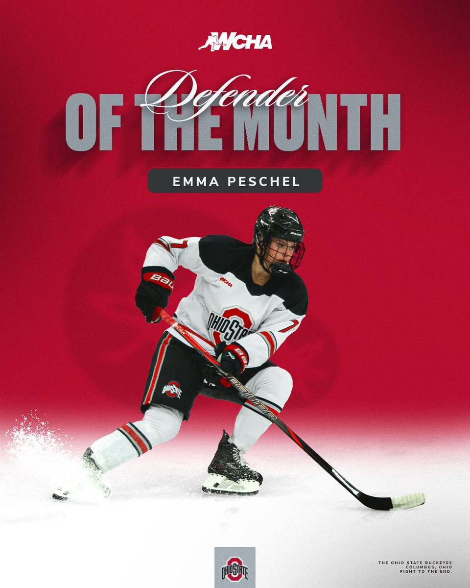 First <a href="/WCHA_WHockey/">WCHA Hockey</a> Defender of the Month award of the season goes to <a href="/EmmaPeschel/">emma peschel</a> ❗

#GoBucks