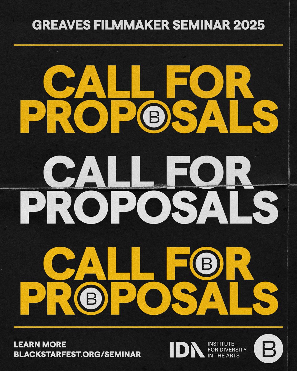 BlackStarFest's tweet photo. We're looking for curators, film programmers, filmmakers, and film scholars who would like to lead a workshop, panel, or work-in-progress discussion at our 2025 Greaves Filmmaker Seminar! Learn more and submit a proposal: https://t.co/oablY90Tss https://t.co/H6ghAr8xFA