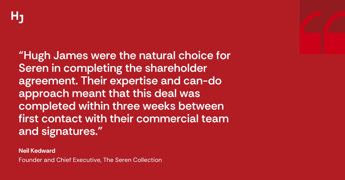 🙌 We're pleased to have advised our client, The Seren Collection, the hospitality group behind some of Wales' most celebrated luxury hotels and restaurants, on securing a significant investment in its award-winning portfolio.

🔗 Read more here: bit.ly/4eoewf9