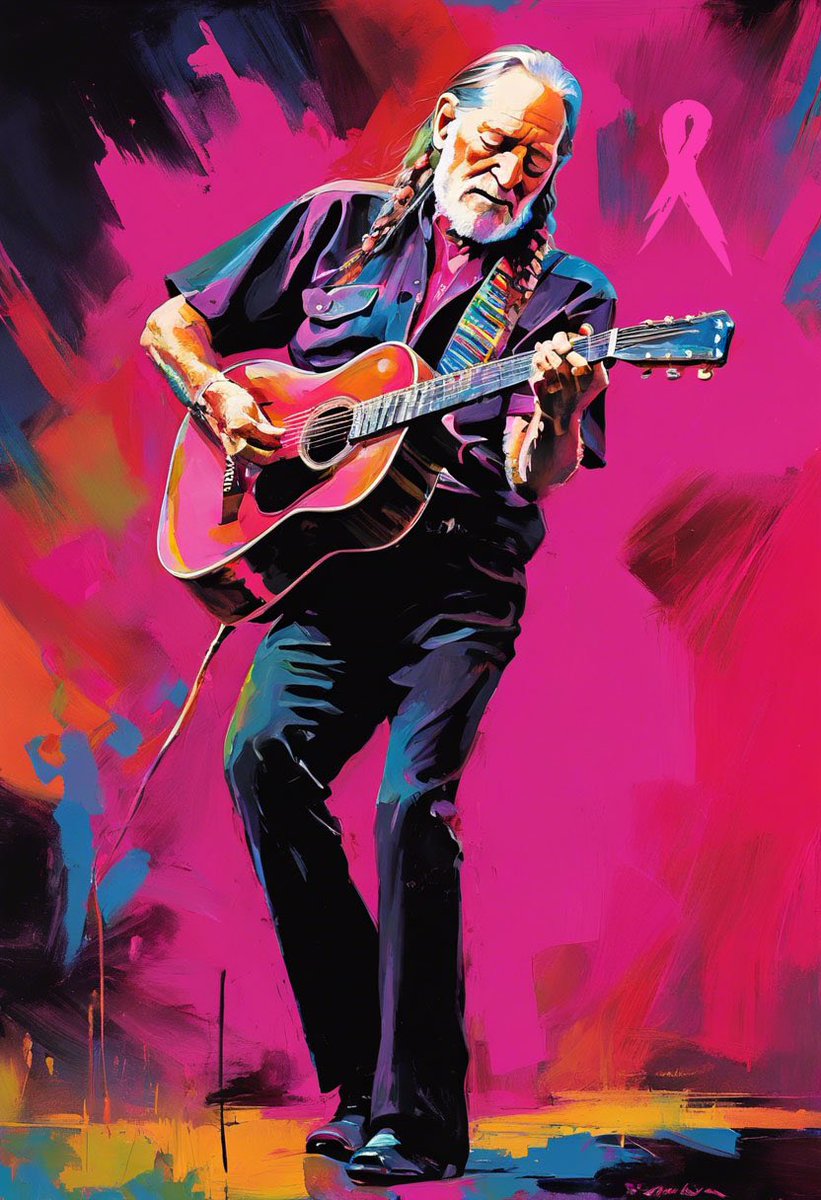 leroy_lemke's tweet photo. Willie pink 77 
stable diffusion/photoshop/ipad 
#breastcancernow #cancersociety #bcrfcure #breastcancerawareness #susangkomen #ArtForACause #aiart #willienelson #Nashville #wednesdayfeelings #WednesdayMotivation #Wednesday https://t.co/eSu4gCeNrH