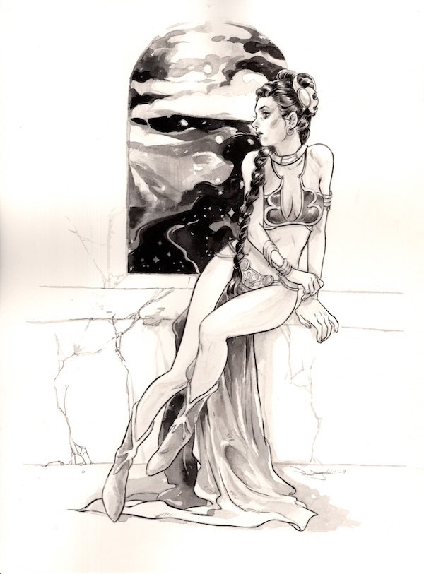 Slave Leia original art commission by <a href="/lesliehung/">Leslie Hung</a>! 9x12! Commission list is full/closed but…SNOTGIRL with <a href="/bryanleeomalley/">Bryan Lee O'Malley</a> returns in December from Image! Your wait is over! Original art WILL be available! Sign up to our newsletter for all announcements! felixcomicart.com