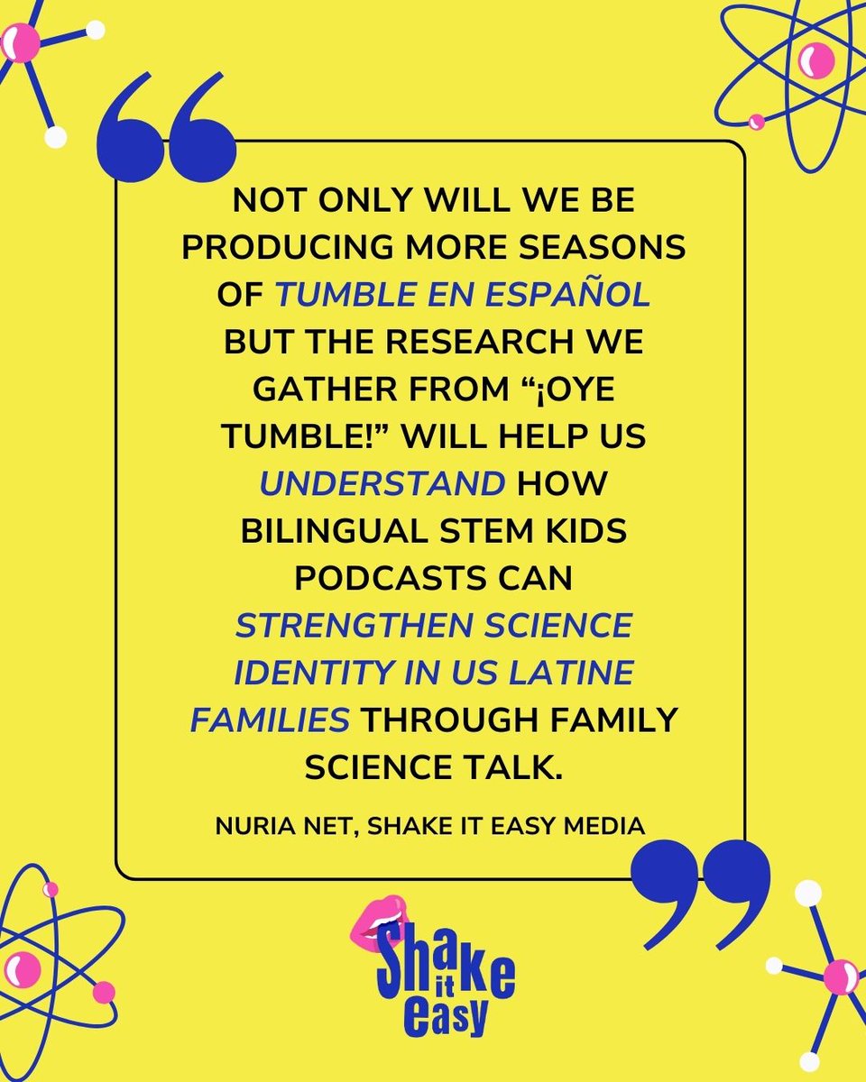 Shake It Easy Media (@shake_it_easy_) on Twitter photo Exciting announcement: Our friends at <a href="/TumbleCast/">Tumble Science Podcast for Kids</a>  have been awarded a National Science Foundation grant for "¡OYE Tumble!." What does this mean for us? We will continue producing more episodes of “Tumble en Español” 👏 Read all about it here: lnkd.in/e7f9mnEM Exciting announcement: Our friends at <a href="/TumbleCast/">Tumble Science Podcast for Kids</a>  have been awarded a National Science Foundation grant for "¡OYE Tumble!." What does this mean for us? We will continue producing more episodes of “Tumble en Español” 👏 Read all about it here: lnkd.in/e7f9mnEM