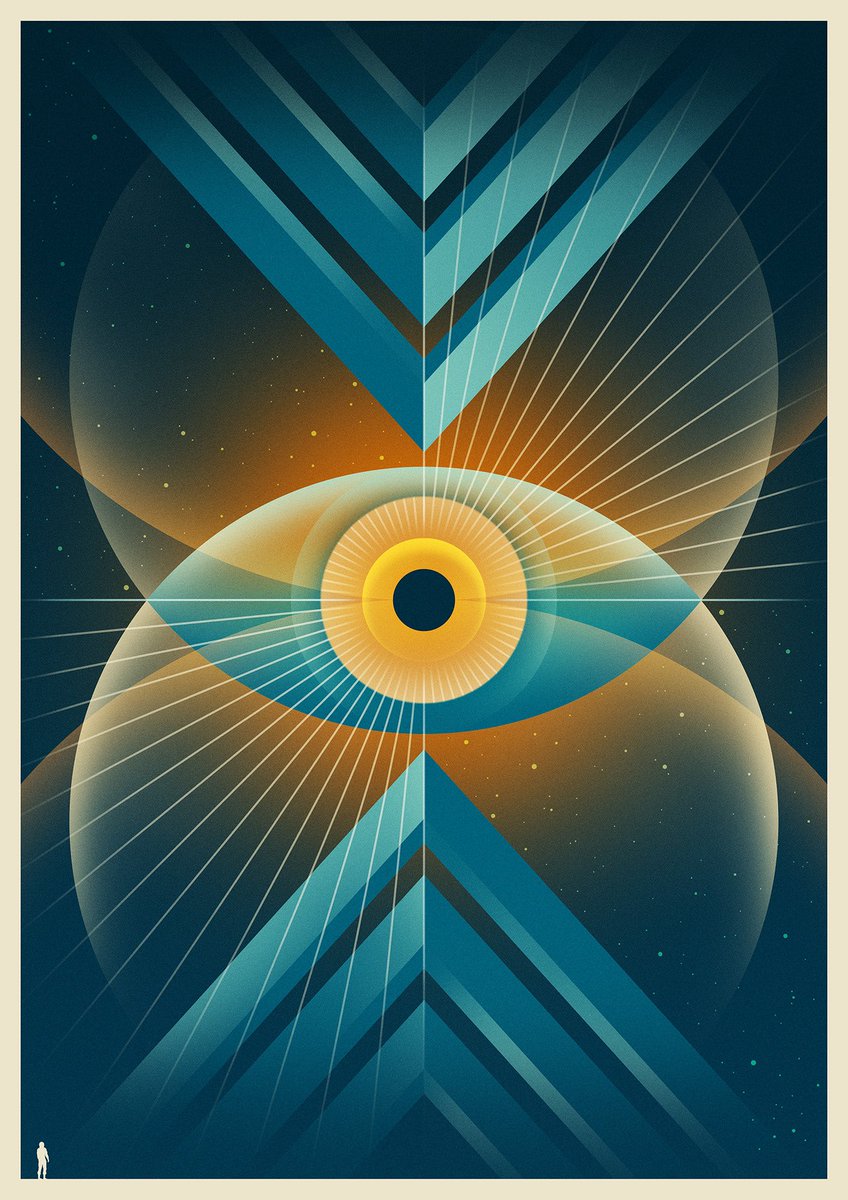 A Different City. 
Named after the <a href="/modestmouseband/">Modest Mouse</a> song.
Trying something different here. Built entirely in photoshop except for the tiny figure in the corner which is a fill of a blender render. 
#photoshop #print #scifi #eye