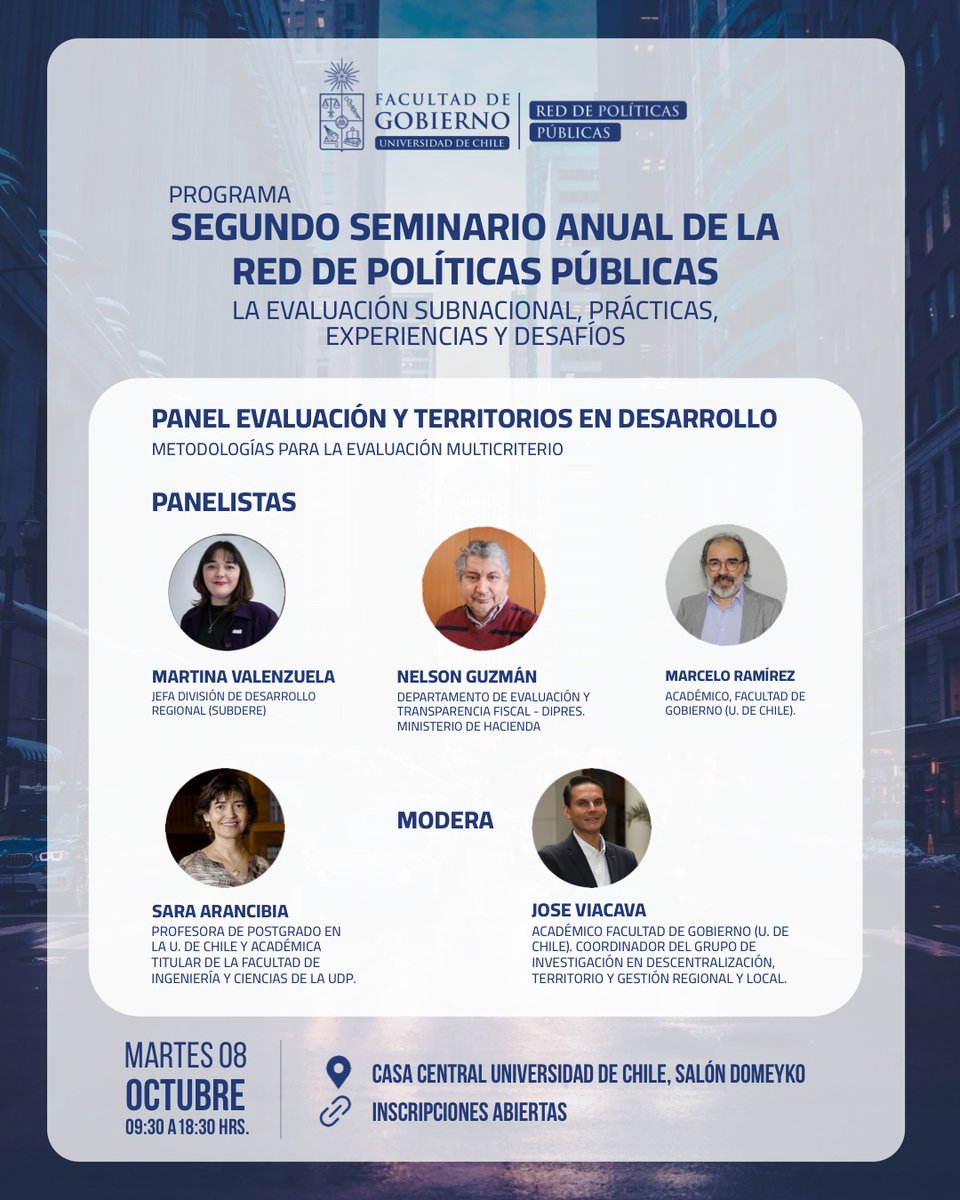 Aun estas a tiempo de inscribirte al 2do Seminario Anual de la Red Políticas Públicas: la evaluación subnacional, prácticas, experiencias y desafíos.

Podrás participar en las secciones que desees durante todo el día

ℹ️ uchile.cl/ap218820