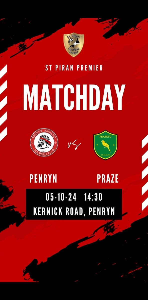 This Saturday at Kernick Road, the first team host Praze-an-Beeble in the St Piran Premier Division (West) 

Kick off is at 2:30pm with the bar open throughout the game 🔴⚫️