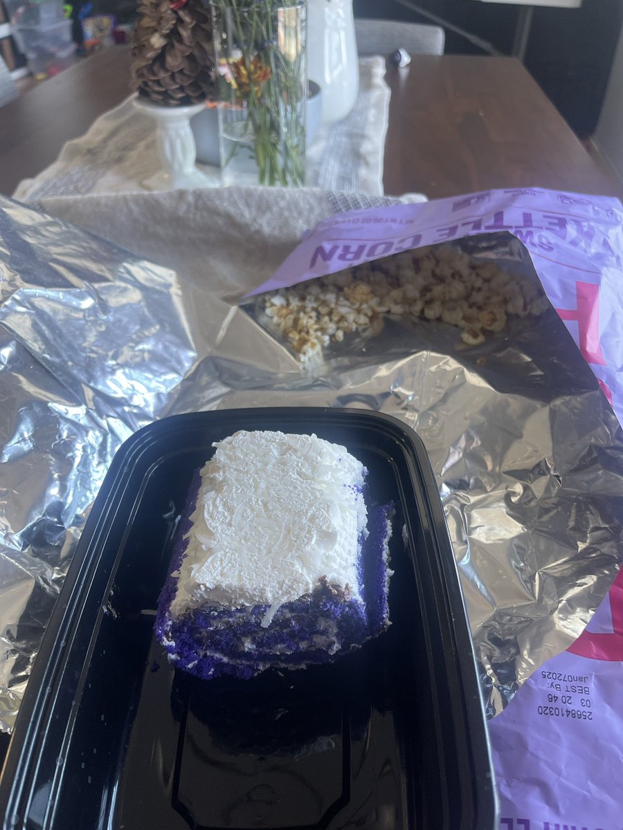 I lost 5 pounds so now I’m eating kettle corn and a whole ube cake roll.