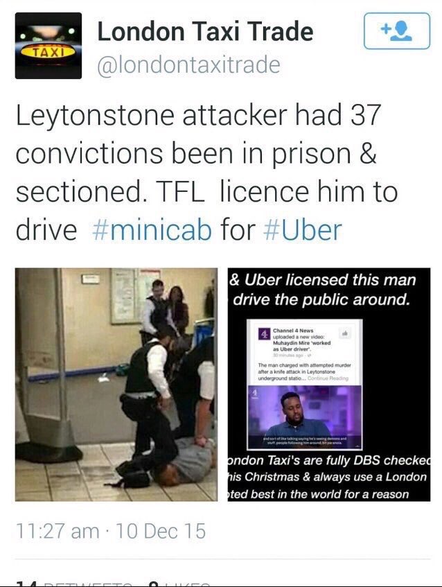 FrankBullitt39's tweet photo. THE UBER-TFL ASYLUM CONNECTION
#TFL #Minicabs #London #PublicSafety
@CabvisionTaxi
@UnitedCabbies
@HotwaxAngie
@seanpaulday
@The_LCDC https://t.co/r0fXHgK5f8