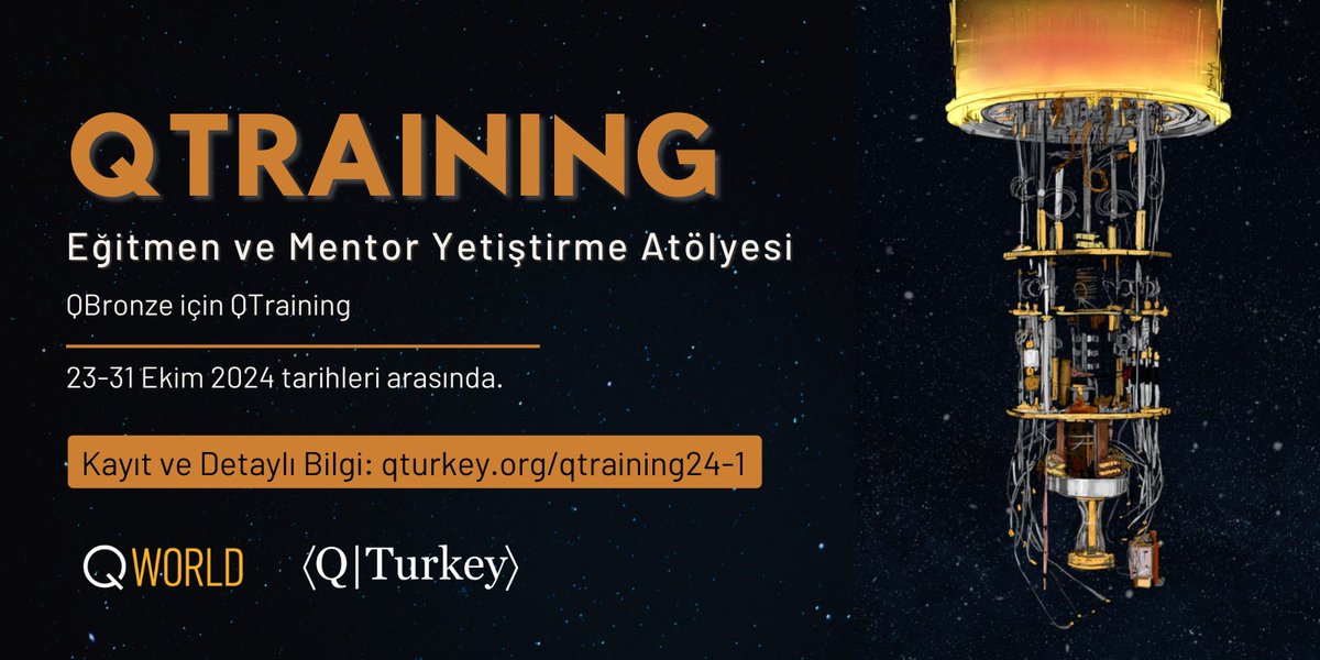 QTurkey olarak atölye çalışmalarımıza destek vermek isteyenler için eğitmen ve mentor yetiştirme atölyesi düzenliyoruz. Atölye 23-31 Ekim tarihleri arasında düzenlenecek olup, qbronze materyali kullanılacaktır.

Detaylı Bilgi ve Başvuru:
qturkey.org/qtraining24-1/