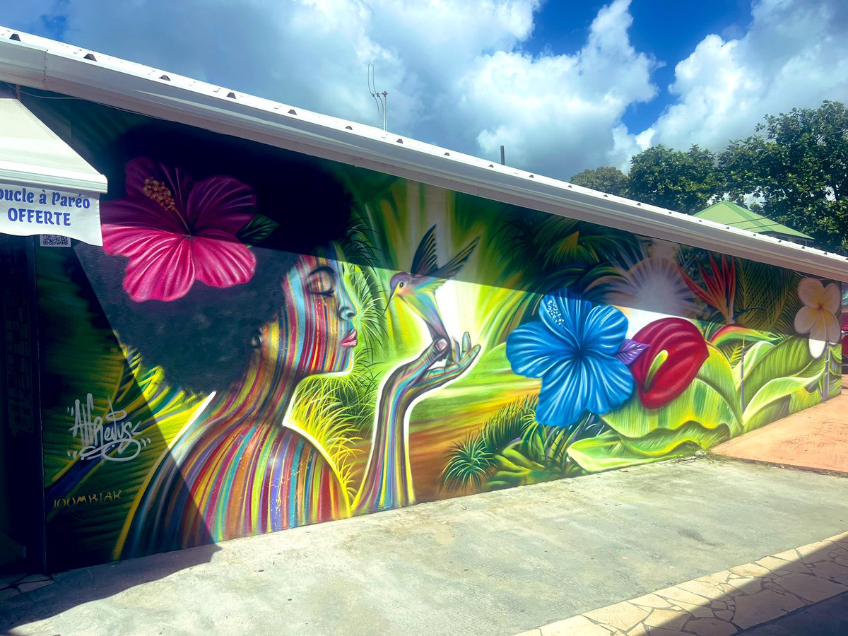 Mycho's tweet photo. Jolie fresque à Sainte-Anne. #StreetArt #Guadeloupe https://t.co/RwUPzimkUA