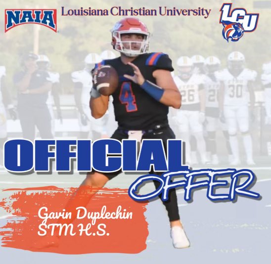 Blessed to receive an offer from LCU! <a href="/tyson_andrus/">coachtyson_andrus337</a> <a href="/shanesavoie/">Shane Savoie</a> <a href="/STMCougarFB/">STMCougarFootball</a> <a href="/4thQtMentality/">𝐂𝐨𝐚𝐜𝐡 𝐅𝐮𝐬𝐞</a>