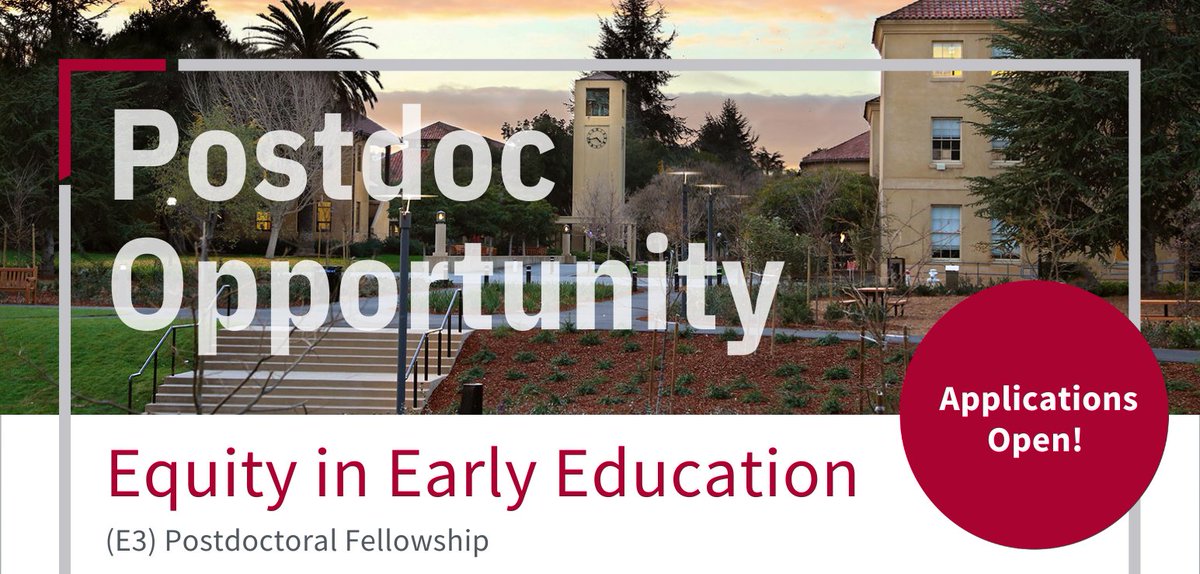 Dr. Jelena Obradovic (@dr_jobradovic) on Twitter photo 🚨Postdoc Application due: Nov 15. The IES Equity in Early Education (E3) Postdoctoral Fellowship Program trains the next generation of scholars to conduct research toward equitable, impactful, and sustainable early childhood care and education systems. <a href="/StanfordEd/">Stanford Graduate School of Education</a> <a href="/Stanford_CEC/">Stanford Center on Early Childhood</a> 🚨Postdoc Application due: Nov 15. The IES Equity in Early Education (E3) Postdoctoral Fellowship Program trains the next generation of scholars to conduct research toward equitable, impactful, and sustainable early childhood care and education systems. <a href="/StanfordEd/">Stanford Graduate School of Education</a> <a href="/Stanford_CEC/">Stanford Center on Early Childhood</a>