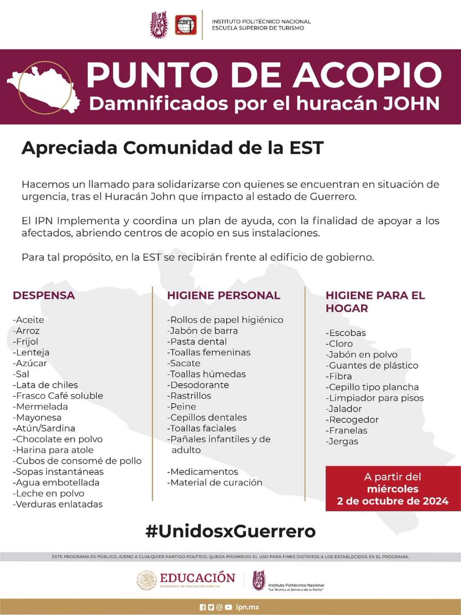 Target_travel1's tweet photo. 𝙂𝙪𝙚𝙧𝙧𝙚𝙧𝙤 𝙩𝙚 𝙣𝙚𝙘𝙚𝙨𝙞𝙩𝙖
Acude al centro de acopio más cercano y ayuda a los damnificados del huracán John.
~Target Travel, Viaja fácil 🎯✈️🎯
#target #guerrero #acapulco #HuracanJhon #Unidosxguerrero https://t.co/iy7IRoN4IT