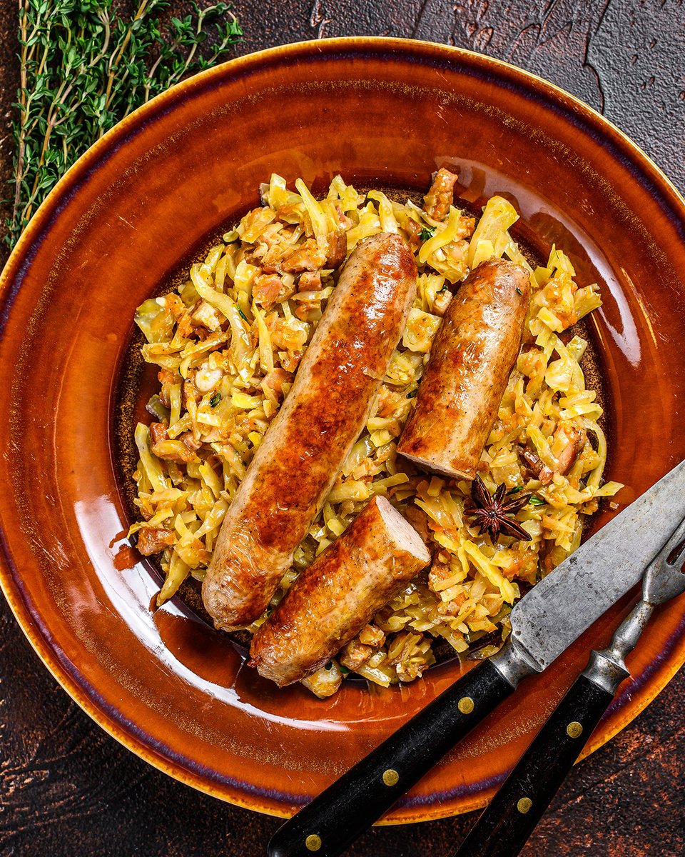 This Braised Bratwurst and Cabbage recipe will have you thinking you've transported yourself right to Oktoberfest: pauladeen.com/recipe/braised…