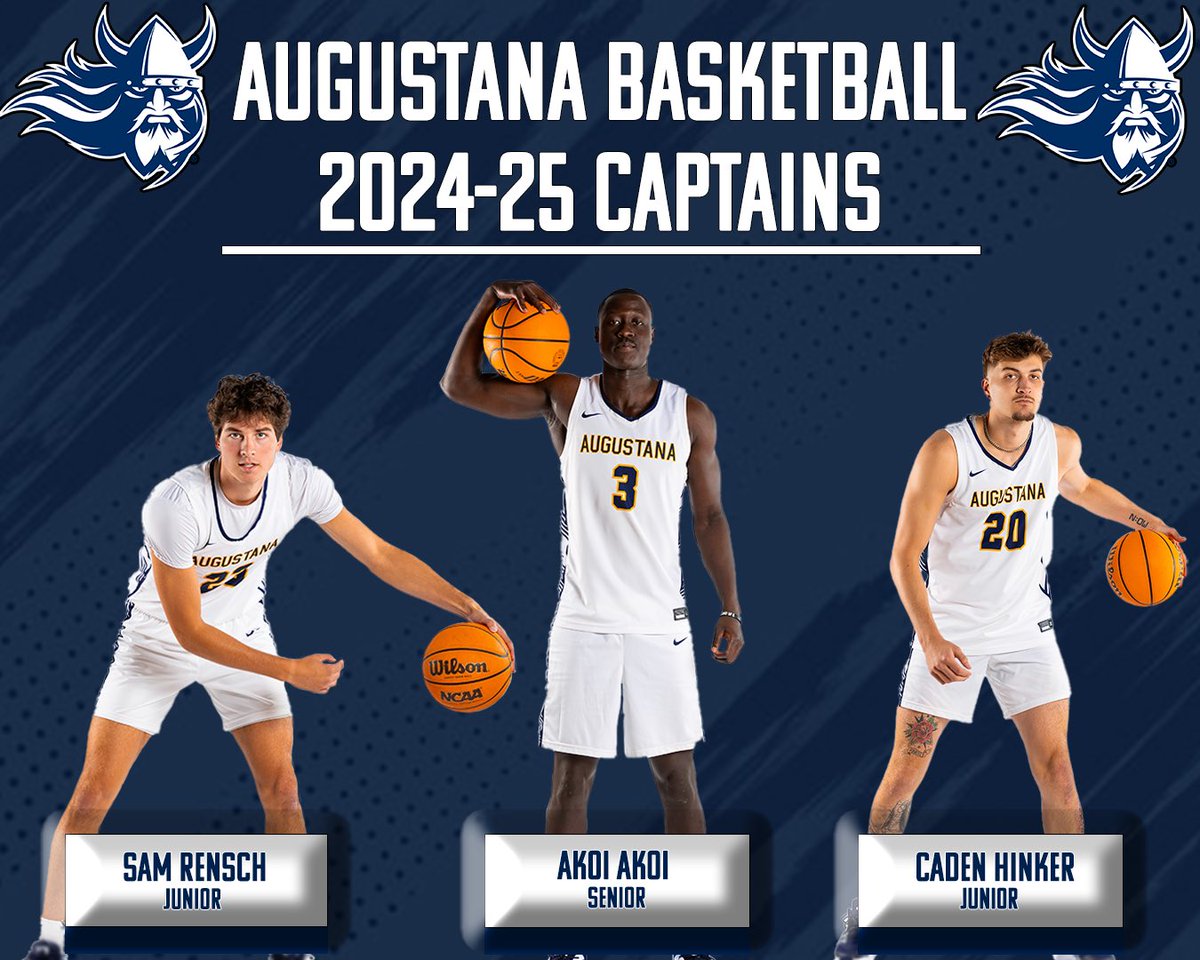 Your <a href="/AugieMBB/">Augustana University Men's Basketball</a> 2024-25 Captains!

Akoi Akoi - <a href="/AkoiAkoithe1st/">akoi akoi</a> 
Sam Rensch - <a href="/RenschSam/">sam rensch</a> 
Caden Hinker - <a href="/CadenHinker/">Caden Hinker</a> 

#BuildingChampions ⚔️