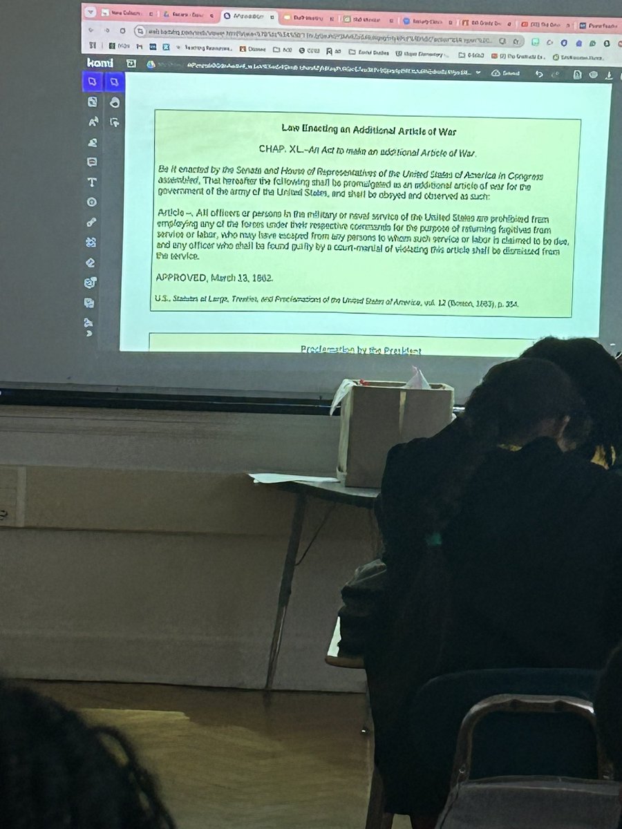 8th grade Social Studies students are studying primary sources from prior to the Civil War. They are making sense of the documents by putting them into student friendly language. #BeEvergreen