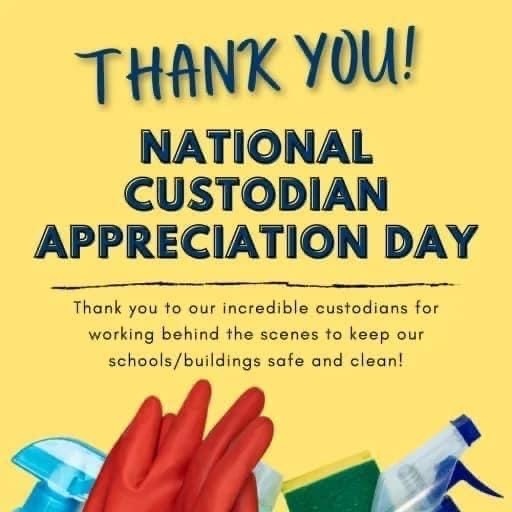 Many thanks to our custodial staff, who keep our school safe, clean, and ready to go every morning for students and staff. We literally couldn't do a thing here without your support.