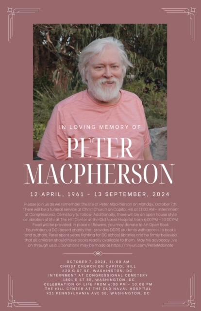 W6PSPO's tweet photo. If you've ever advocated for DCPS libraries, you have likely run into our friend Peter MacPherson. He continued to advocate for DCPS libraries and schools long after having moved to Chicago. We were lucky to have him. Rest in peace, Peter. 📚❤️
cc @Boss_Librarian @LibraryLionSJ https://t.co/i2DR4YUEmK
