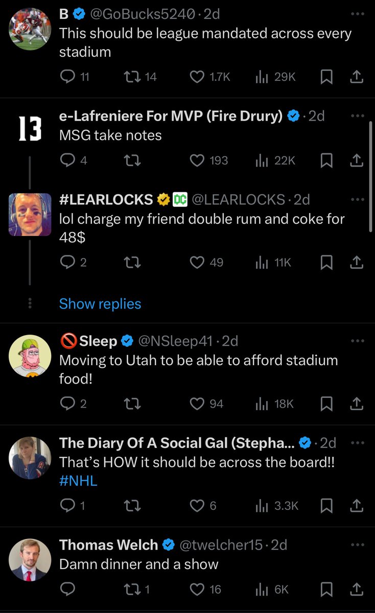 JazzePinkman's tweet photo. NBA fans vs NHL fans reaction to Utah having affordable concessions.

I’ve said it once and I’ll say it again

NHL fans > NBA fans https://t.co/oL2AfLZacE