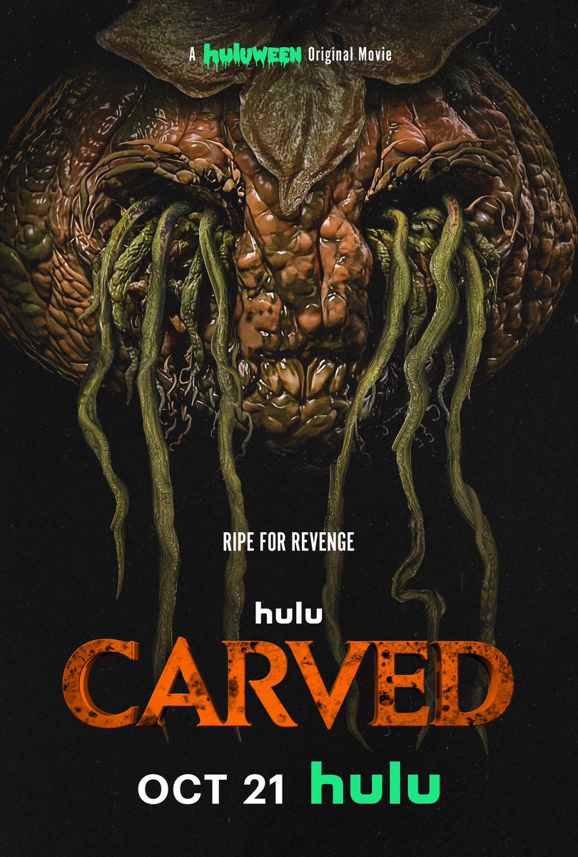 screenrant's tweet image. Check out the creeptastic pumpkin-filled key art for @hulu’s #Carved here!