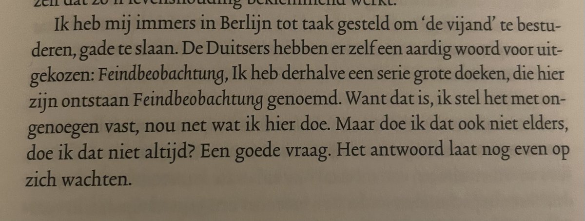Vervang Berlijn door X. 
En je hebt een reden om op dit platform te blijven. 
(Ik stel het met ongenoegen vast)

#Feindbeobachtung. #Armando. Uit de bundel 'Uit Berlijn'.