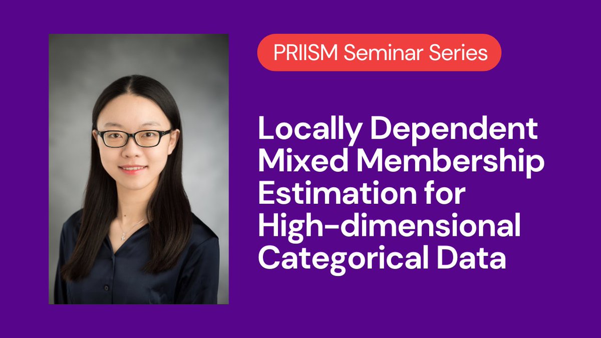 NYU PRIISM Center (@nyu_priism) on Twitter photo Join us and <a href="/yuqi_gu/">Yuqi Gu</a> this week to learn about an alternative to Latent Class Analysis, the Grade of Membership model and its estimation with multivariate categorical data.
📅 Wed. 10/9 @ 10 am ET (Hybrid)
RSVP ➡️ tinyurl.com/PRIISM-10-09-24 Join us and <a href="/yuqi_gu/">Yuqi Gu</a> this week to learn about an alternative to Latent Class Analysis, the Grade of Membership model and its estimation with multivariate categorical data.
📅 Wed. 10/9 @ 10 am ET (Hybrid)
RSVP ➡️ tinyurl.com/PRIISM-10-09-24