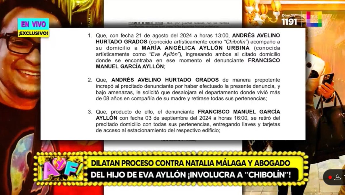 pagamegenaro's tweet image. Andrés Hurtado “Chibolín” desalojó al hijo de Eva Ayllón del departamento de la cantante por ingresar una denuncia en contra de Natalia Málaga. Esta acusación, misteriosamente, está dilatándose en la fiscalía... 📺 

Fuente: “Amor y fuego” de Willax.