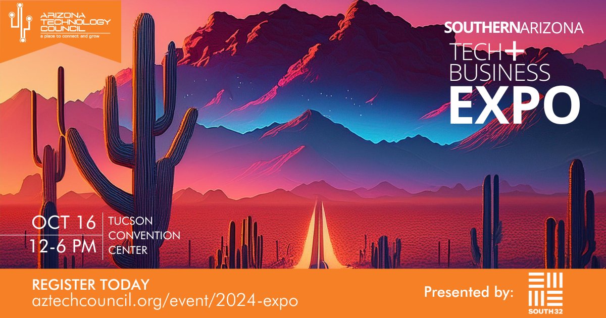 aztechcouncil's tweet photo. BOOTHS ALMOST SOLD OUT!
Join us Oct 16 for the annual #TucsonTechExpo! Network with over 400 business and tech leaders, discover the latest trends in S AZ's tech scene, and hear the latest on AZ’s mineral wealth. Plus, explore over 65 exhibitor booths!👉 https://t.co/r0M2RSolVu https://t.co/LD82sLsBWb