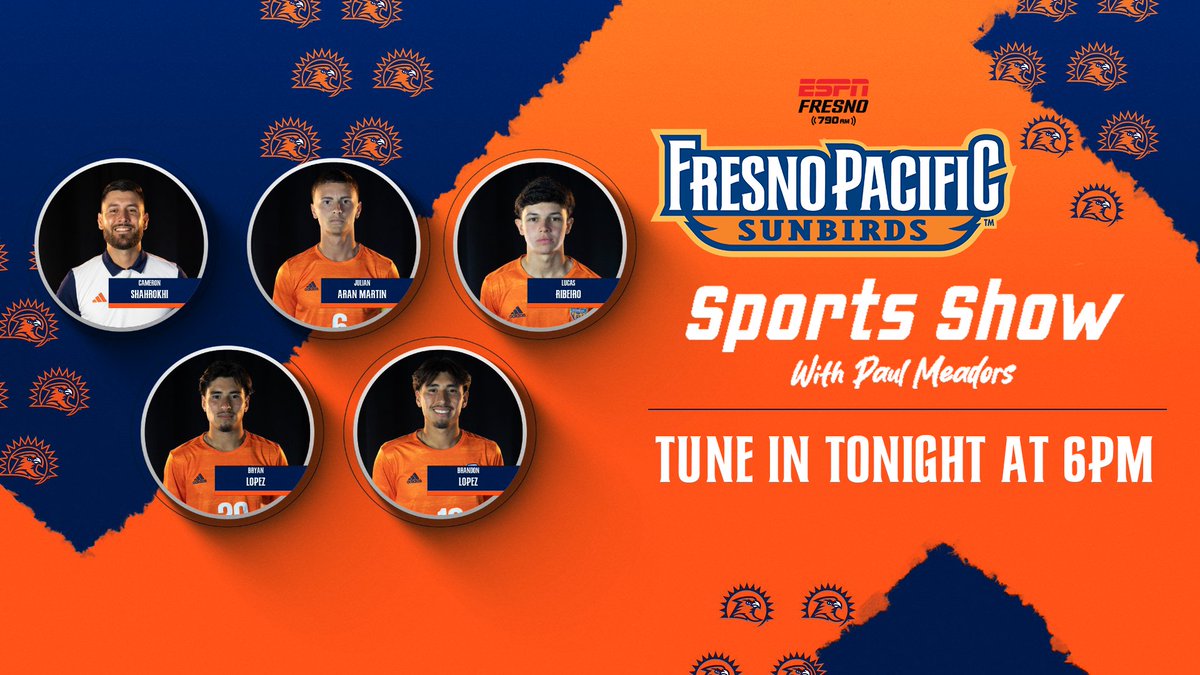 📻 | Tune in TONIGHT at 6pm for another edition of The Sunbirds Sports Show with Paul Meadors! ⭐

Tonight's guests are Cameron Shahrokhi, Men's Soccer Associate Head Coach and players Julian Aran Martin, Lucas Ribeiro, and Brandon &amp; Bryan Lopez. 

#TeamFPU | #BacktheBirds
